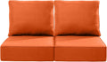 Luxury 24x24x6 Inch Outdoor Seat Cushions - Set of 2 Water Resistant Patio Chair Replacement Cushion for Porch Set Rattan Dining Rocker Glider Chairs Loveseat Couch Sectional Sofa - Orange