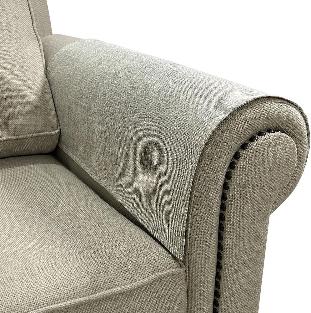 Couch Arm Covers, Anti-Slip Sofa Armrest Cover for Recliner, 2pc Washable Sofa Arm Covers, Dogs Cats Pet Scratch Proof Couch Arm Protectors, Beige, 24x28inch