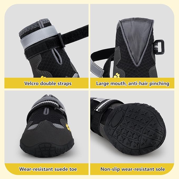 Dog Shoes for Large Medium Small Dog, Mesh Breathable Dog Shoes for Hot Pavement, Anti-Slip Dogs Boots Paw Protectors with Reflective for Outdoor Walking Indoor Hardfloors (Size 4)