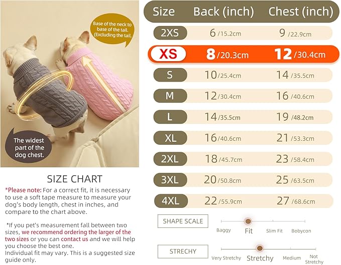 2 Pack Dog Christmas Sweaters for Small Dogs - Puppy Medium Warm Clothes Winter, Turtleneck Pullover Design for Male Boy Girl Pet, Doggie, Cat, Kitten Chihuahua Bulldog (XS, Xmas Red, Grey)