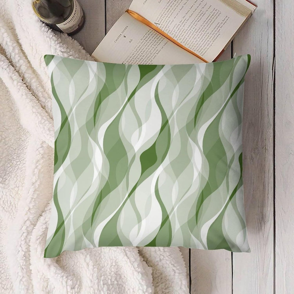 Green Throw Pillow Covers Modern Abstract Ombre Green Striped Decorations for Bedroom Living Room Farmhouse Sofa Pillows Bed Couch 12x12 Inch