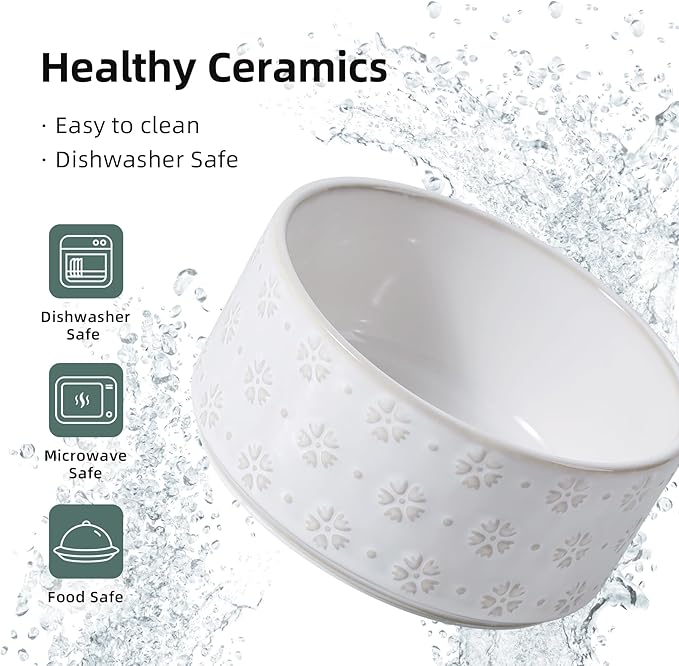 6.1inch Ceramic Dog Bowls, Food and Water Bowl for Small Breed Dogs, Weighted Dog Dishes(Single Bowl, Arctic White)