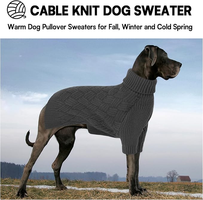 KOESON XS Dog Sweater Girl and Boy, Warm Extra Small Dog Sweater, Thick Halloween Dog Sweaters, Turtleneck Sweaters for Chihuahua, Yorkie, Puppy Winter and Fall Knitwear with Sleeves, Grey, XSmall