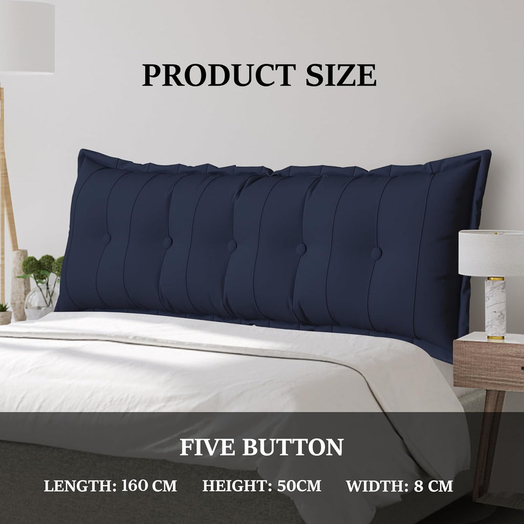 Large Bolster Reading Pillow King Backrest Positioning Support Pillow Daybed Cushion Headboard Pillows for Bed Bunk Sofa with Removable Cover, Dark Blue, 76x3x20 Inch