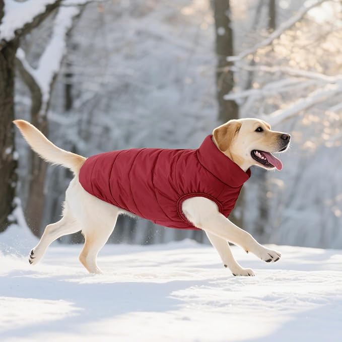 ASENKU Dog Winter Coat - Waterproof Windproof Dog Jacket, Warm Snowproof Doggie Puffer Vest for Cold Weather, Lightweight Snow Coats for Small Medium Large Dogs (XL, Red)