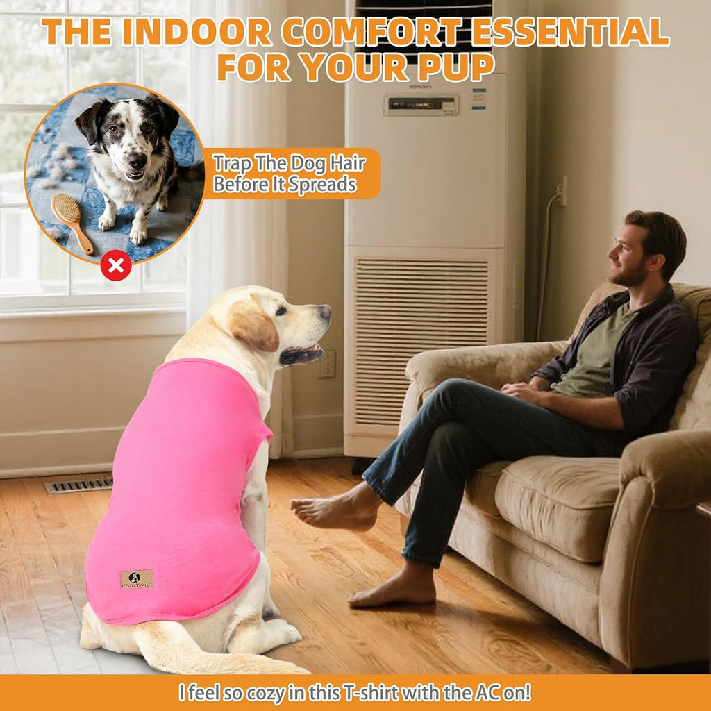 KOOLTAIL Girl Dog Clothes for Large Dogs, 2 Pack Cotton Fall/Winter Warm Dog T Shirts Coats for Outdoor, UV & Insect Protection Anti-Hair Loss & Lightweight Pet Vest Tank Tops Apparel, Pink & Rose,3XL