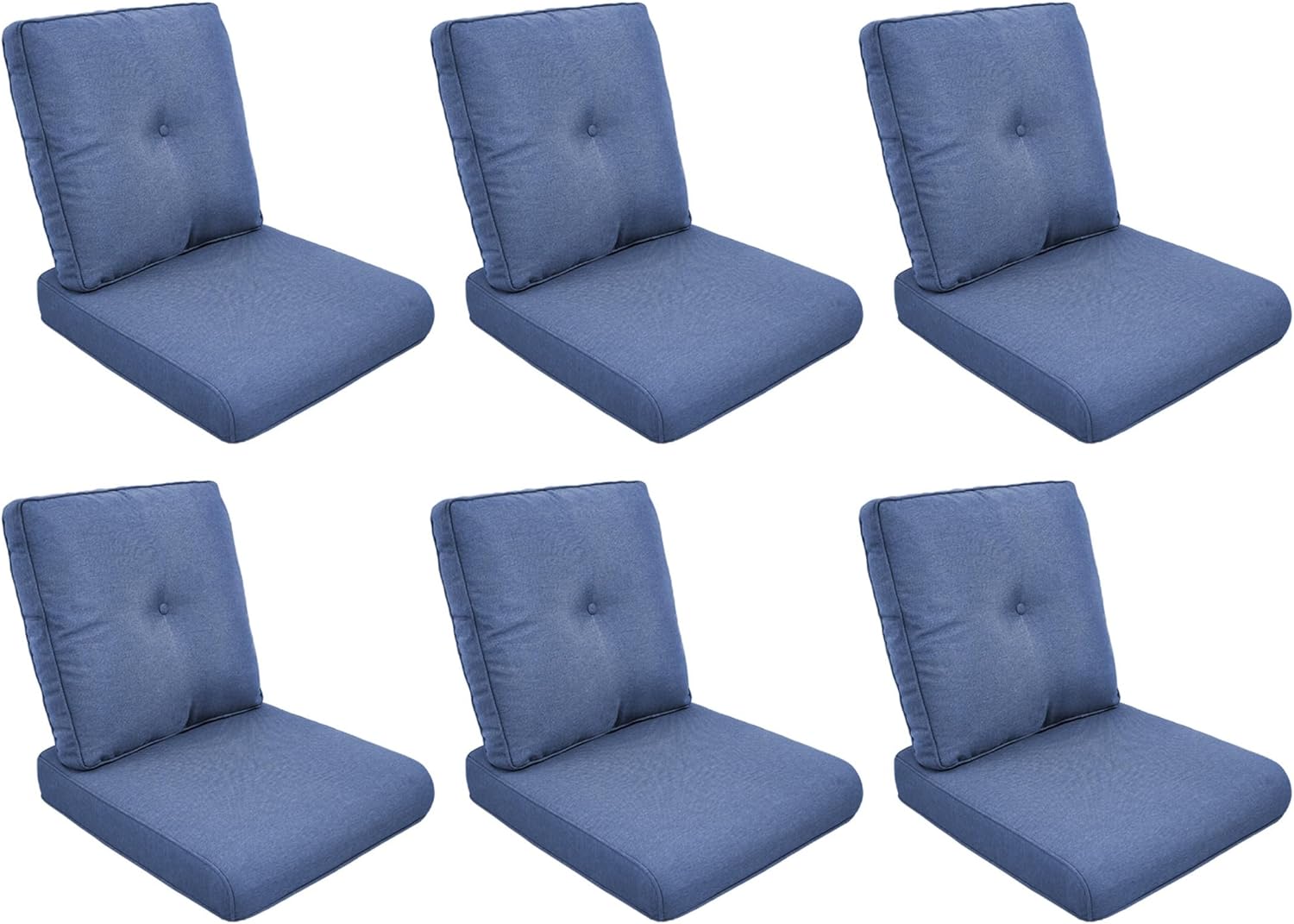 Patio Cushions for Outdoor Furniture - 22" x 25" x 4" UV Resistant Thick Foam Cushions Water Resistant Replacement Cushion for Outdoor Patio Furniture Chair/Sofa/Couch | Blue | 6-Pack |