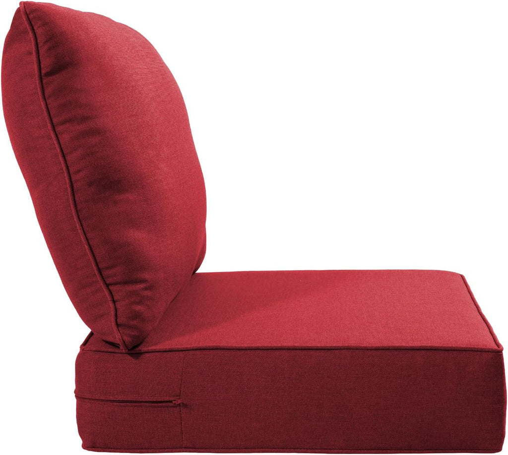 Luxury 24x24x6 Inch Outdoor Chair Cushions Set of 4 - Heavy Duty Water-Resistant Comfortable Cushion for Patio Furniture Set Dining Gliding Rocking Chairs Loveseat L-Shape Sofa - Red