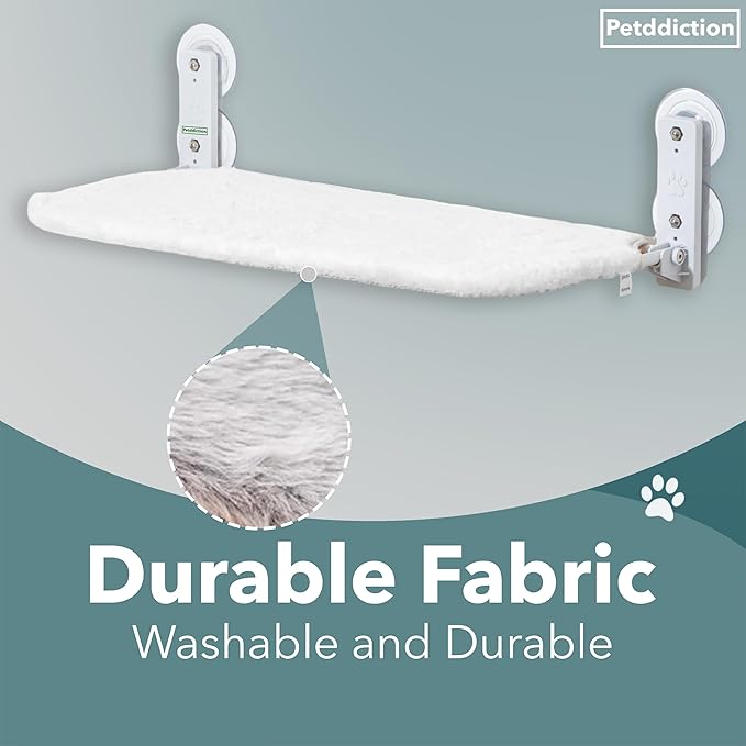 Cat Window Perch | Cat Hammock | Cat Window Bed | Foldable Cordless Design | Space Saving | Stainless Steel Frame | Strong Suction Cups | Zipper Design | 2 in 1 Reversible Cover