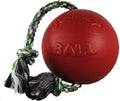 Jolly Pets Romp-n-Roll Rope and Ball Dog Toy, 6 Inches/Medium, Red (606 RD)