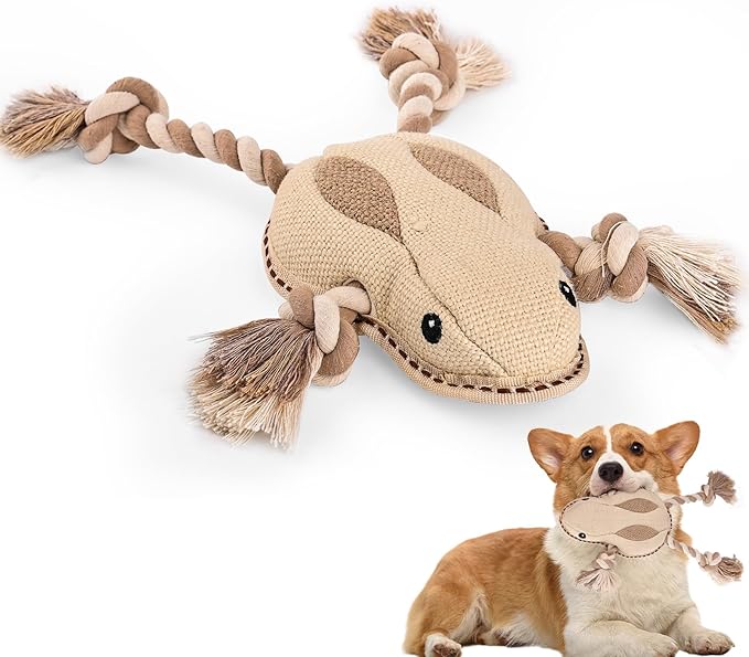 Tough Durable Squeaky Dog Toys for chewers Interactive to Keep Them Busy, Funny Tug of War Dogs Toy for Small Medium Large Cute Birthday Gift (Frog)