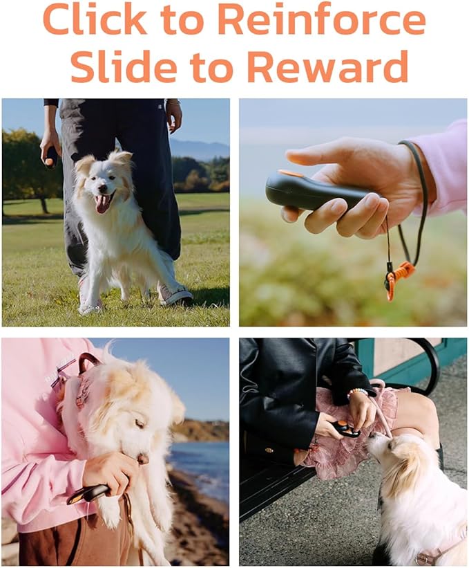 Clink Design Clicker Dog Trainer & Dog Treat Pouch Alternative, Dog Treat Dispenser, Puppy Essentials Dual Use 2 in 1 Dog Clicker for Training - Durable, Light (2.36 oz), Easy to Clean & Handle, Black