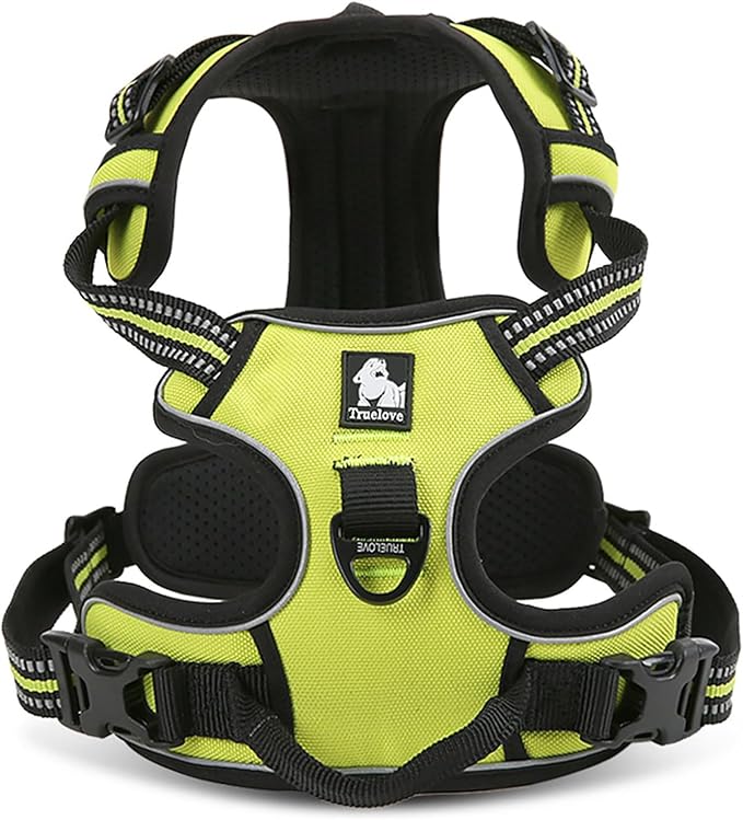 TRUE LOVE Adjustable No-Pull Dog Harness Reflective Pup Vest Harnesses Comfortable Control Brilliant Colors TLH5651(Neon Yellow,XL)
