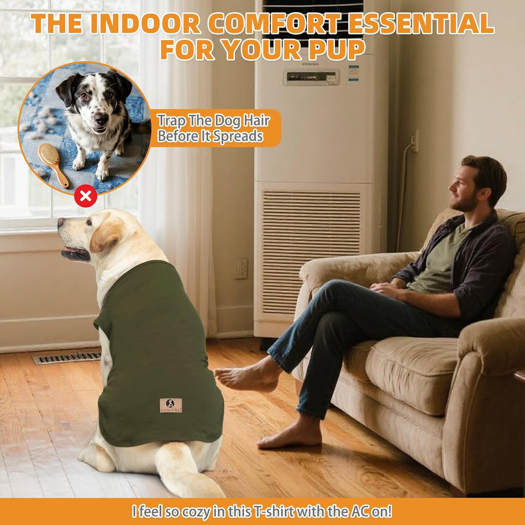 KOOLTAIL Dog Clothes for Large Dogs, 2 Pack Cotton Fall/Winter Warm Dog T Shirts Coats for Outdoor, UV & Insect Protection Anti-Hair Loss & Lightweight Pet Vest Tank Tops Apparel, Green&Light Green, L