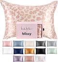 Blissy Silk Pillowcase - 100% Pure Mulberry Silk - 22 Momme 6A High-Grade Fibers - Silk Pillow Cover for Hair & Skin - Regular, Queen & King (Nicole Miller - Mauve Cheetah, King)