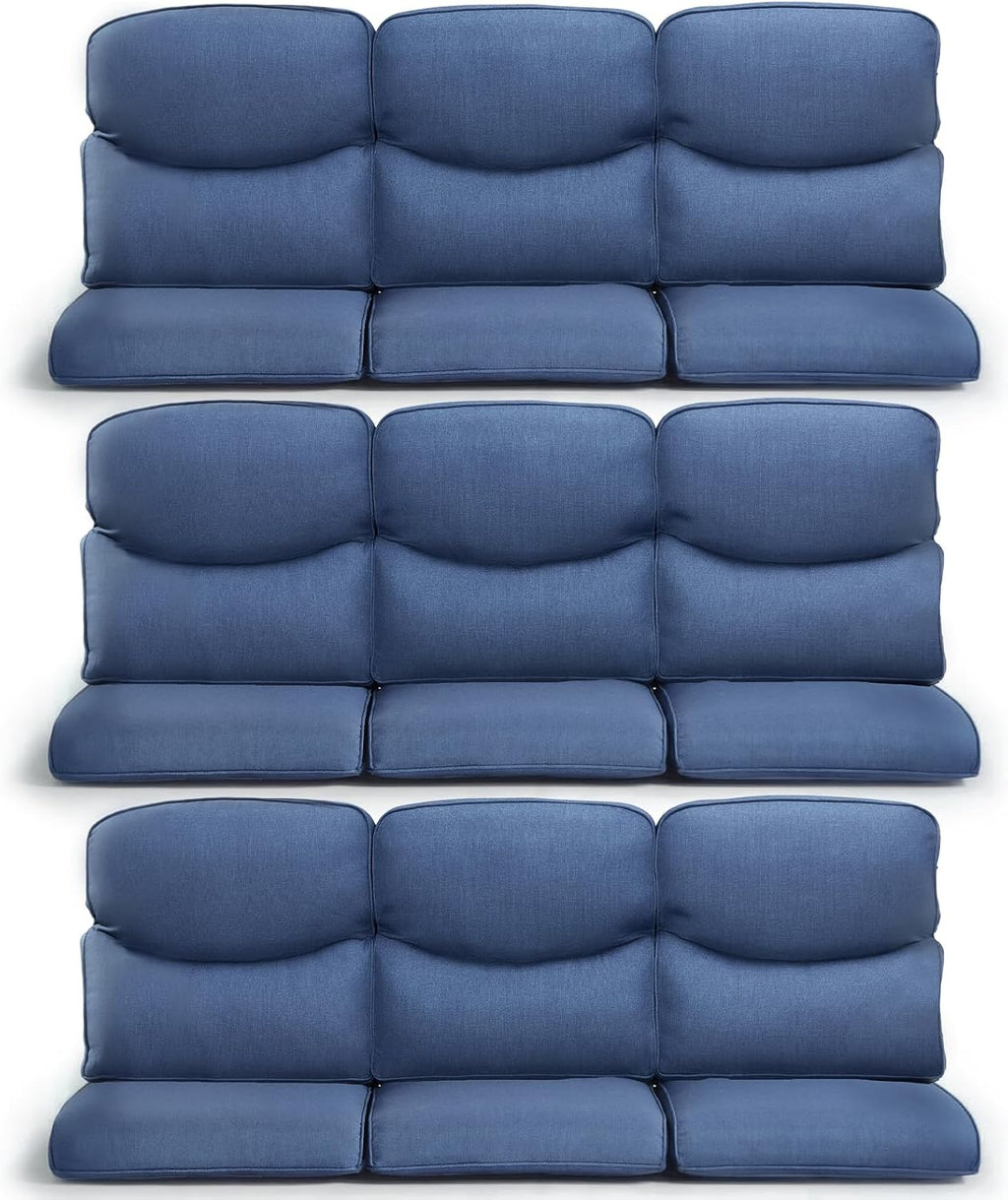 9-Piece Outdoor Patio Cushion Set - Fade & Water Resistant with Removable Olefin Cover, 22x24x4 Inch Memory Foam Cushions for Wicker Sectional Sofa – Blue/Crescent