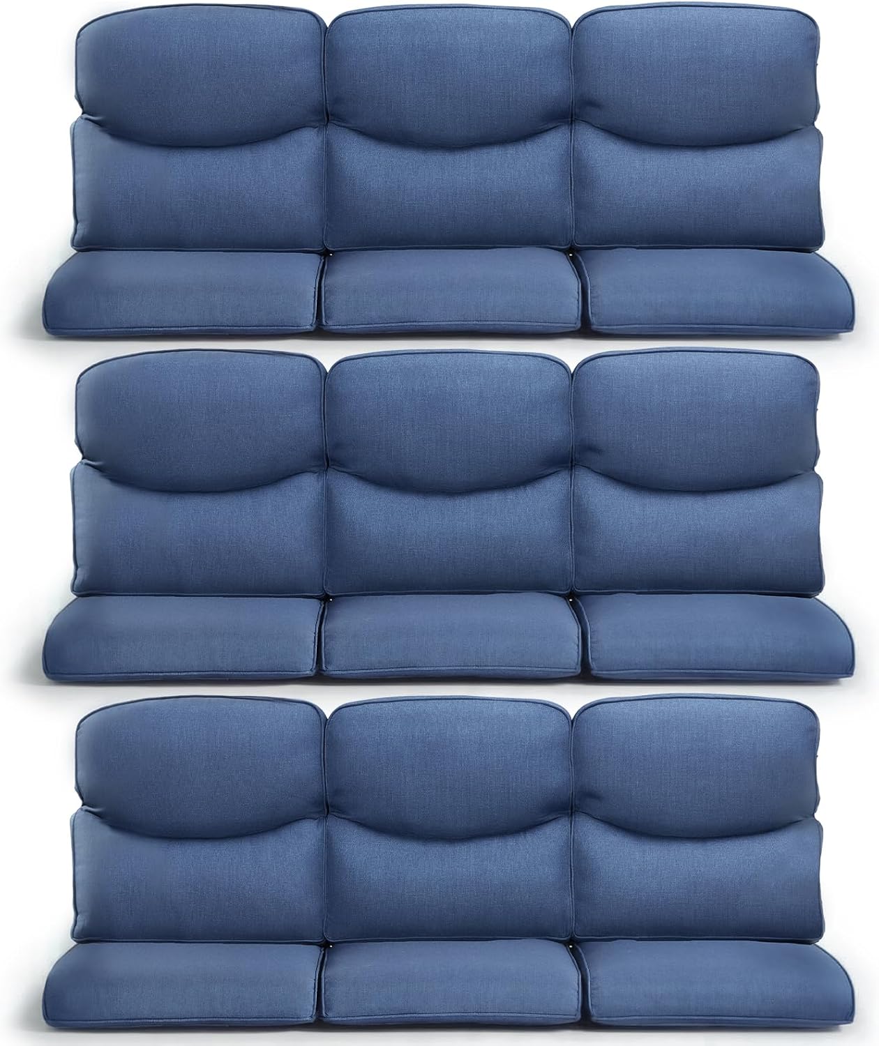 9-Piece Outdoor Patio Cushion Set - Fade & Water Resistant with Removable Olefin Cover, 22x24x4 Inch Memory Foam Cushions for Wicker Sectional Sofa – Blue/Crescent