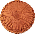 HLOVME Throw Pillow for Couch Decorative 3D Pumpkin Round Velvet Cushion for Sofa Bed Chair Floor 15"X15", Dark Orange