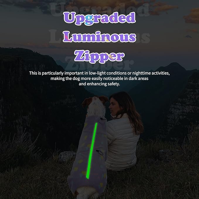 ROZKITCH Dog Jacket with Sleeves, Pet Windproof Warm Cold Weather Jacket Vest with Luminous Zipper, Jumpsuit Apparel Outfit Clothes for Small Medium Large Dog Geometry XS