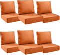 6" Thick Outdoor Cushions 24x24x6, 6-Set Deep Seat Patio Cushions with Removable Cover, Waterproof & Fade Resistant Replacement for Wicker Chair, Loveseat, Sofa - Orange