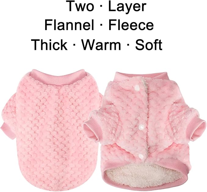 POMIU Dog Sweater, Dog Sweaters for Small Medium Dogs or Cat, Warm Soft Flannel Pet Clothes for Dogs Girl or Boy, Dog Shirt Coat Jacket (Coat Pink+Purple, Large)