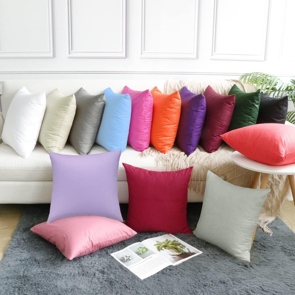 Thmyo 4-Pack 100% Cotton Comfortable Solid Decorative Throw Pillow Case Square Cushion Cover Pillowcases Sublimation Blank Pillow Covers DIY Throw Pillowcases for Sofa Bedroom(18x18inch/45x45cm,Grey)