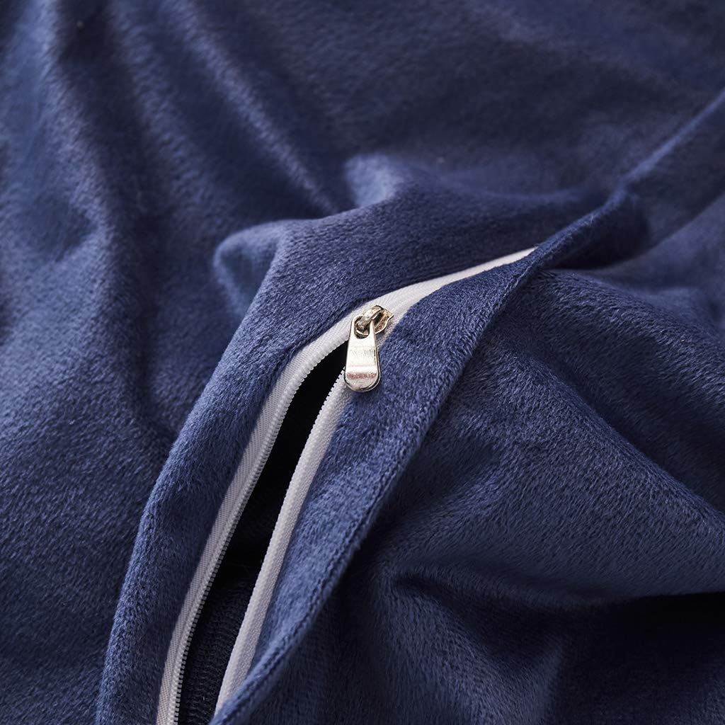 Uhamho Set of 2 Standard Pillowcases Faux Fur Throw Pillow Covers Shams Soft Velvet Decorative Zipper Closure (Navy, 20"x26")