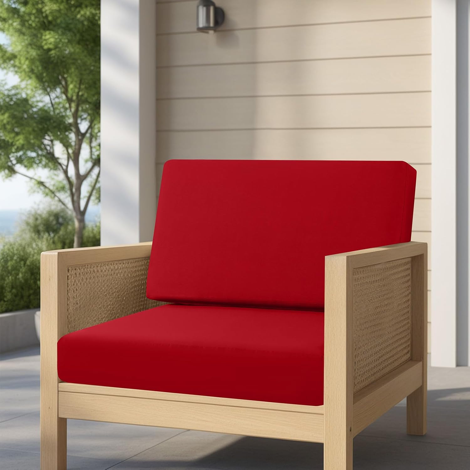 idee-home Outdoor Cushions for Patio Furniture, Outdoor Seat Cushion, Waterproof Couch Hampton Bay Deep Seat Replacement Chair Cushions for Garden Lawn Backyard Deck, 28.5 x 28.5 Red