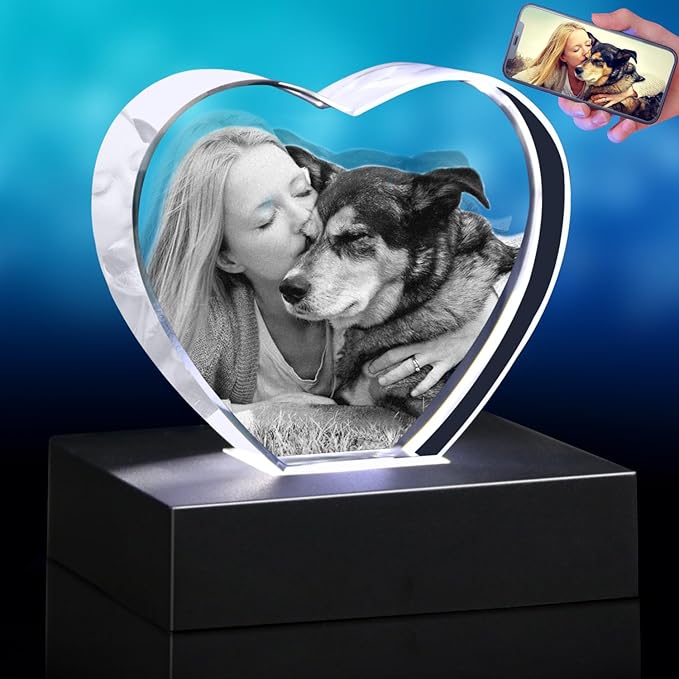 3D Photo Crystal,Pet Memorial Gift for Dogs Or Cats, Dog Memorial Gifts for Pet Owners,Personalized Crystal Picture Frame,Customized Photo Gifts