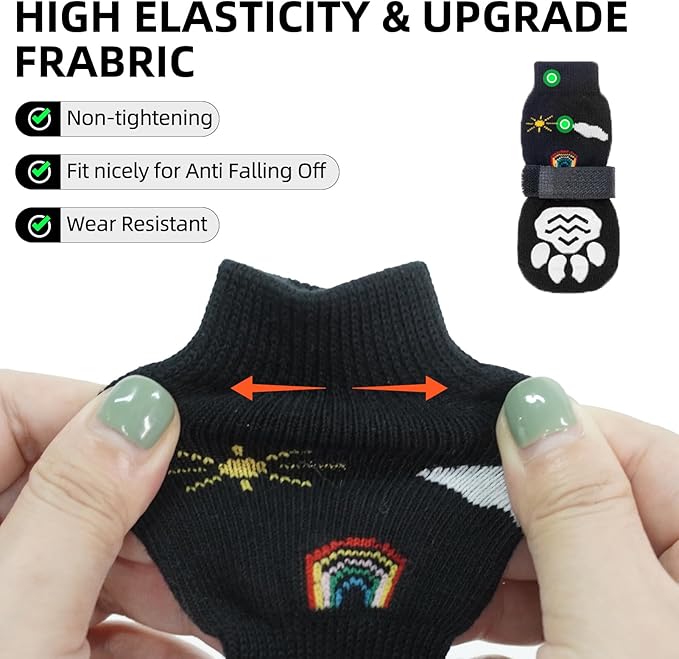 PUPTECK 2 Pairs Anti-Slip Dog Grip Socks for Hot/Cold Pavement, Traction Shoes for Senior Dogs Hardwood Floors Control, Boots with Grippers to Prevent Licking Paws Protectors Booties Outdoor