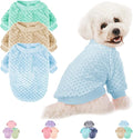 POMIU Dog Sweater, Dog Sweaters for Small Medium Dogs or Cat, Warm Soft Flannel Pet Clothes for Dogs Girl or Boy, Dog Shirt Coat Jacket (Ice Blue+Light Coffee+Teal, Small)