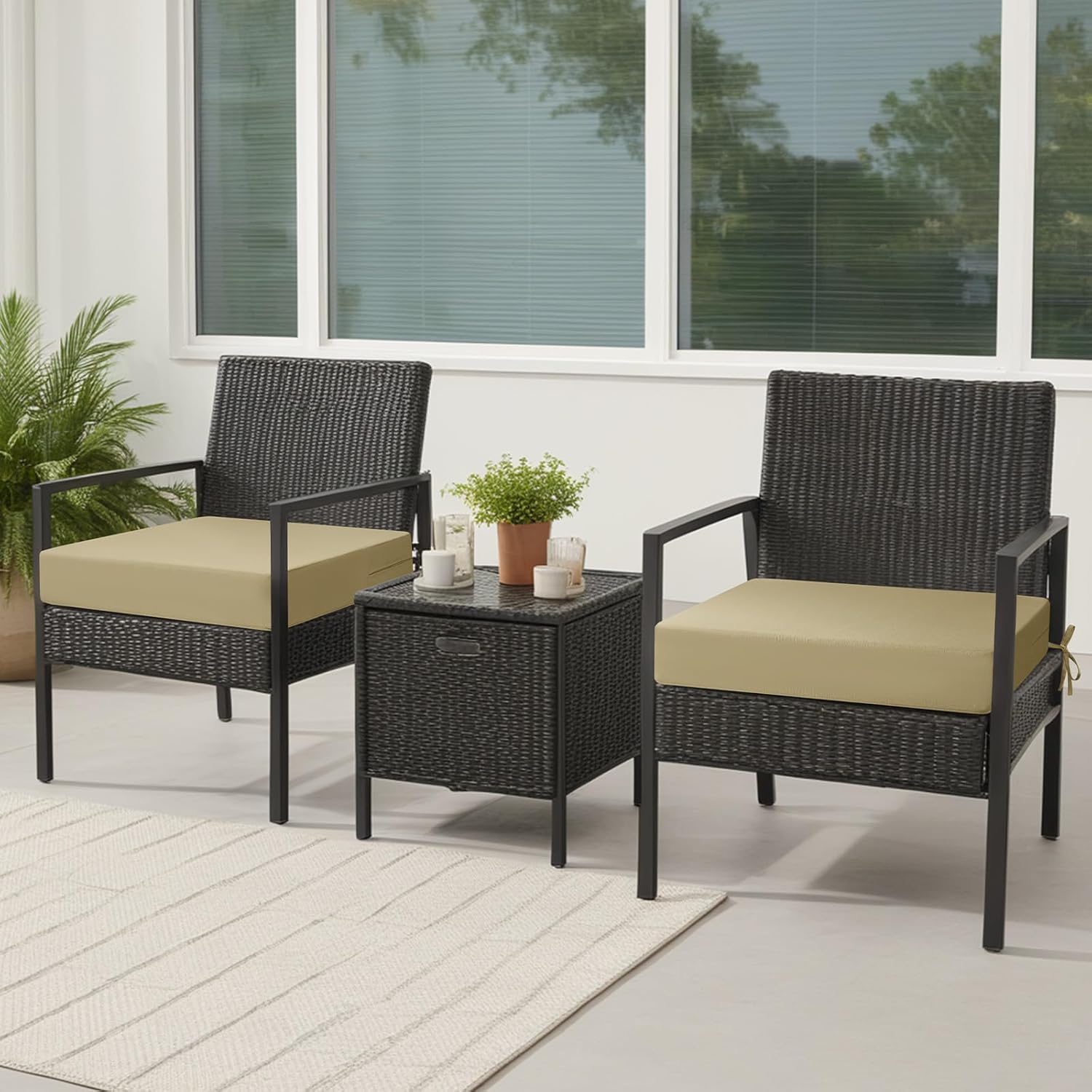 idee-home Outdoor Cushions for Patio Furniture, Outdoor Seat Cushion, Waterproof Couch Hampton Bay Deep Seat Replacement Chair Cushions for Garden Lawn Backyard Deck, 22 x 22