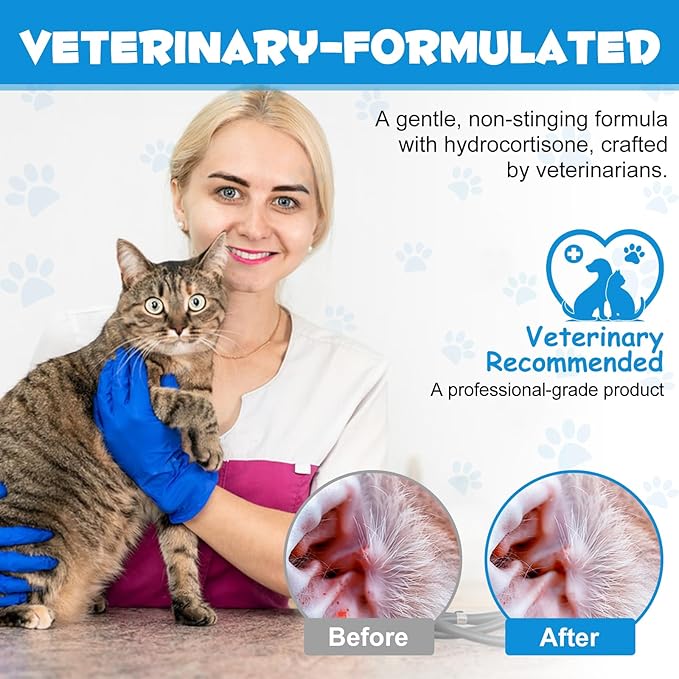 2Pack Ear Infection Treatment Drops for Dogs and Cats,with 1% Hydrocortisone Soothing Dog Yeast Infection, Itchy Ear Relief-Treats Ear Infections for Dogs & Cats - 2 fl oz
