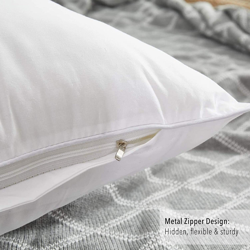 Oubonun 24x24 Square Pillow Inserts (Set of 2) - 100% Cotton Cover - Decorative Interior Sofa Pillow Pair - White