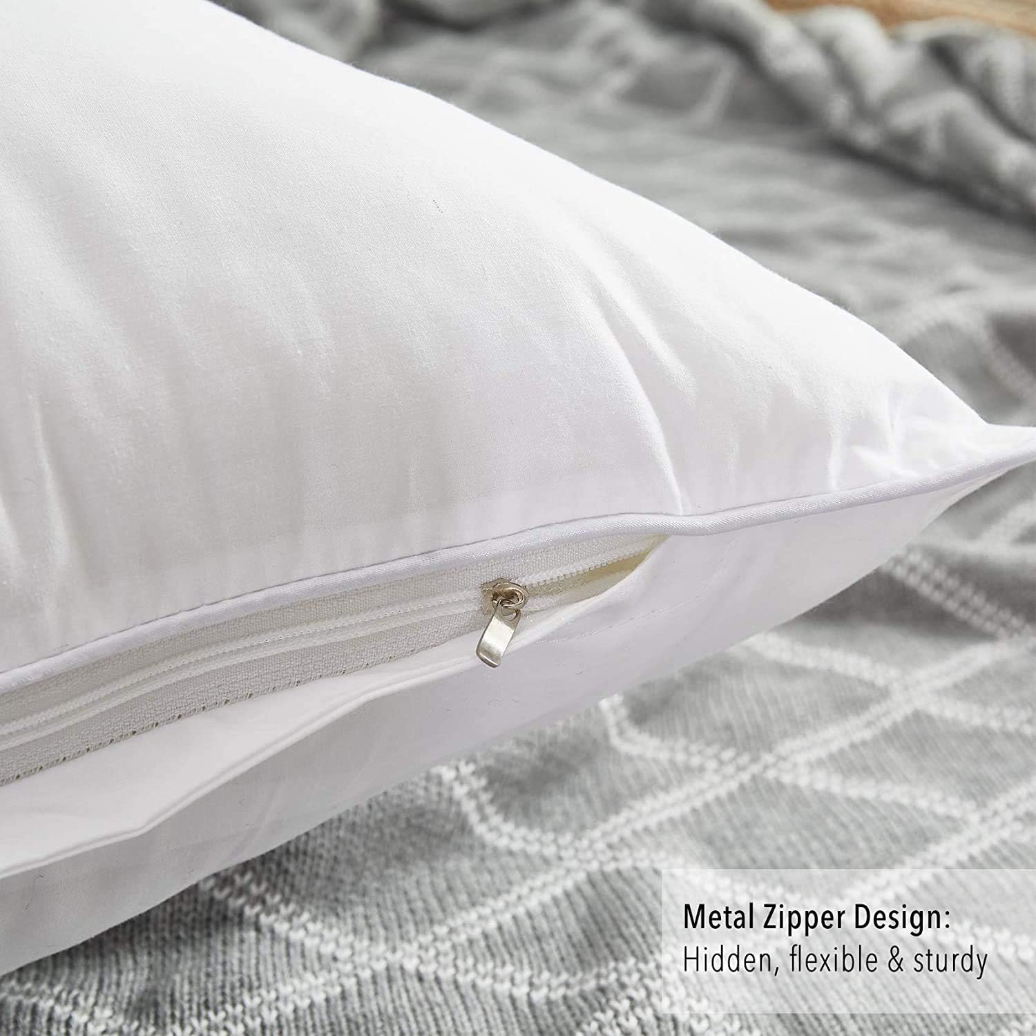 Oubonun 24x24 Square Pillow Inserts (Set of 2) - 100% Cotton Cover - Decorative Interior Sofa Pillow Pair - White