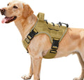 Heavy-Duty Tactical Dog Harness for Large Dogs, No Pull Adjustable Reflective Pet Vest with Molle System, K9 Military-Grade Control for Service Training, Outdoor & 10+ Breeds, Khaki, Medium