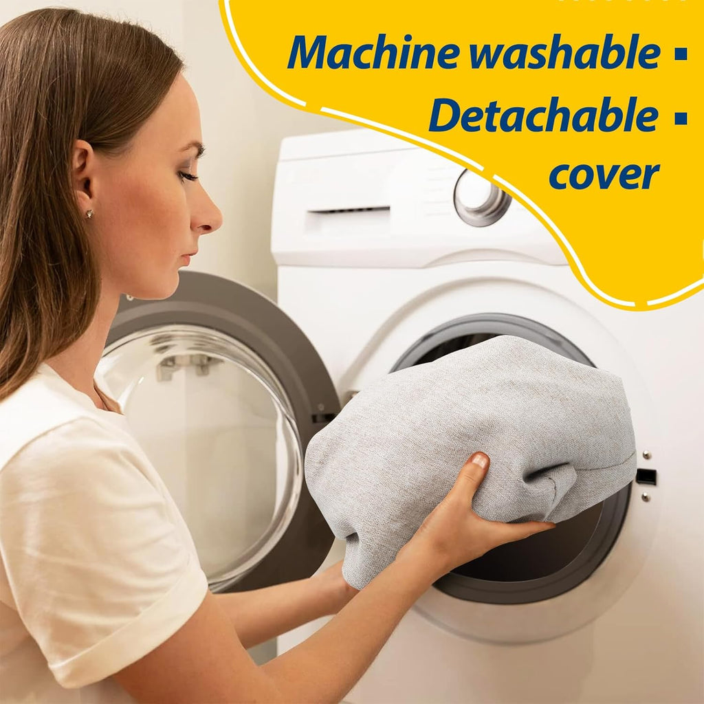 AAAAAcessories D-Shaped Chair Cushions, 2" Thick Dining Chair Pads with Ties and Removable, Machine-Washable Cover, 17" x 16", Natural Linen