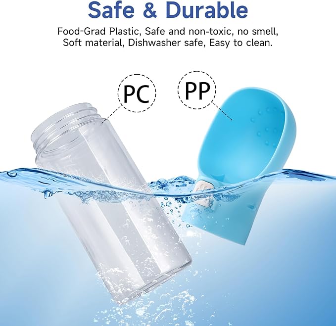 Colorday Handheld Dog Treat Dispenser Built-in Clicker & Treat Pouch, Slow Feeder for Puppy Training Walking Hiking Traveling (10 OZ, Blue)