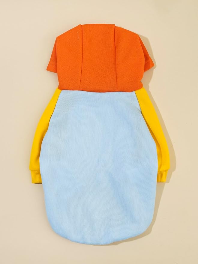 QWINEE Basic Dog Hoodie Sweatshirt Puppy Sweater Warm Cat Costumes Pet Clothes for Chihuahua Puppy Kitten Small Medium Dogs Orange and Blue X-Small