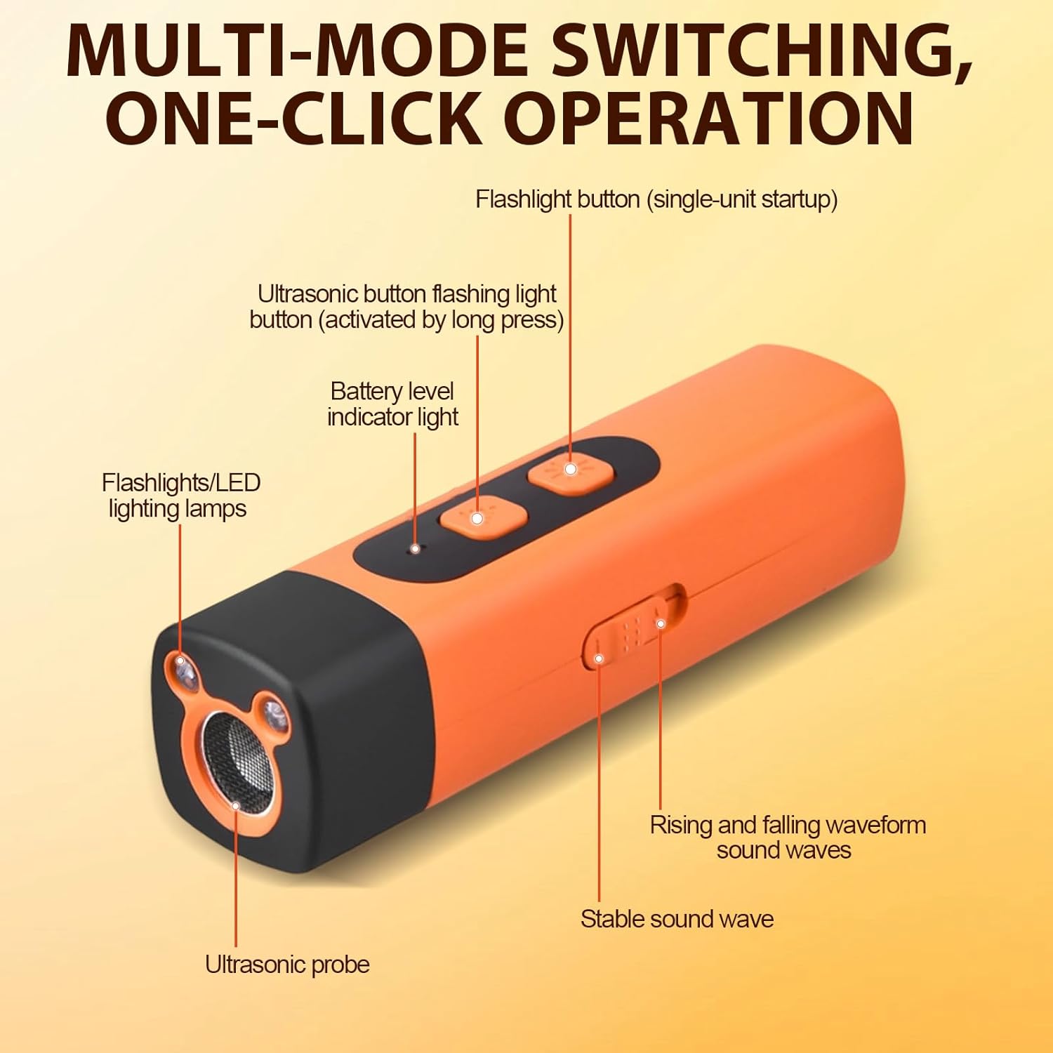 Dog Bark Deterrent Devices, Ultrasonic Anti Barking Device for Dogs, Stopping Own or Neighbor's Dog Barking, Portable Pet Supplies Dog Training Device, Safe and Effective, Orange