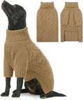 SUNFURA Dog Sweater Large Size Dog, XXL Pet Sweaters for Extra Large Dogs, Doggy Warm Turtleneck Christmas Sweatshirt Cold Weather Knit Pullover for Golden Retriever, Camel XXL