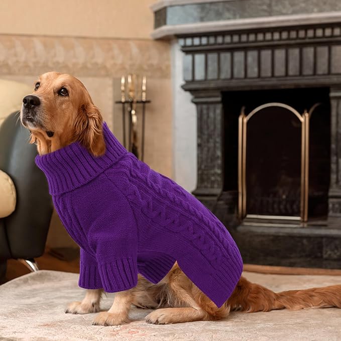 ASENKU Knitted Dog Sweater,Pullover Big Thermal Dog Winter Sweater,Turtleneck Doggy Sweaters for Large Medium Dogs Boy Girl,Warm Pet Sweatshirt for Beagle,Corgi,XL