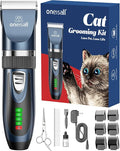 oneisall Quiet Cat Clippers for Matted & Long Hair, 2-Speed Cordless Pet Shaver Grooming Kit for Cats, Small Dogs & Animals (Blue)