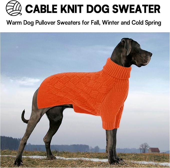 KOESON Dog Sweater for Extra Large Dogs Boy and Girl, Warm Fall Dog Sweater for Halloween, Soft XXL Dog Sweaters with Sleeves for Pitbull, Labrador, Golden Retriever, Doberman, Orange, XXLarge
