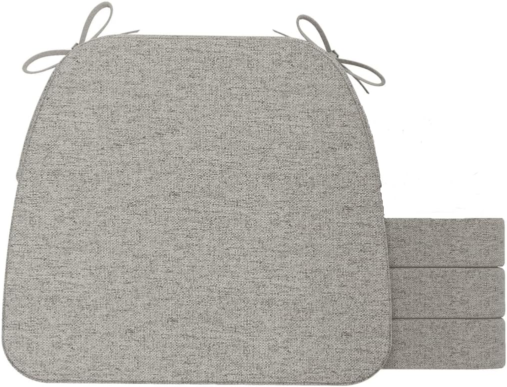 AAAAAcessories D-Shaped Chair Cushions, 2" Thick Dining Chair Pads with Ties and Removable, Machine-Washable Cover, 17" x 16", Set of 4, Khaki Gray