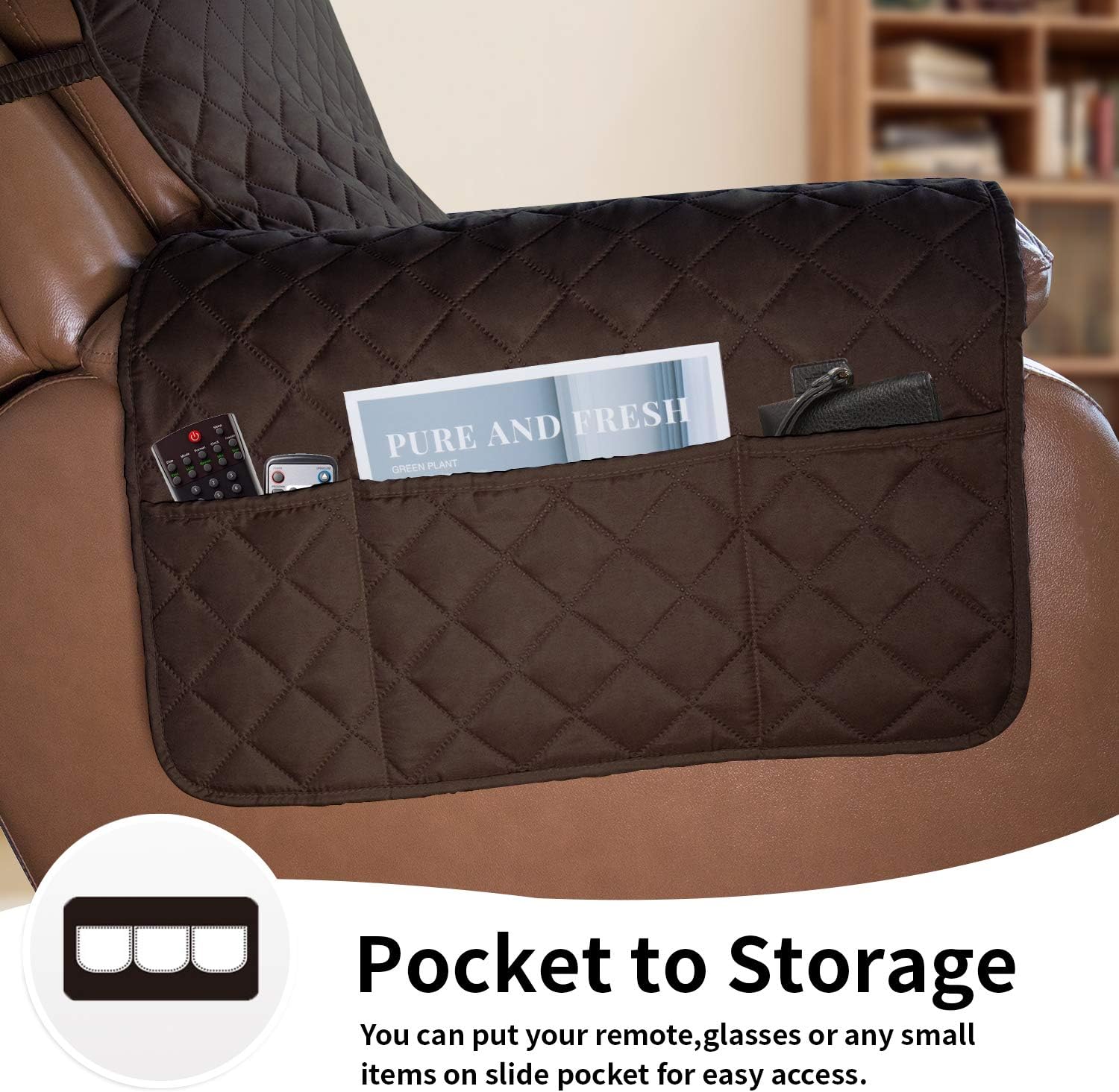 Easy-Going Oversized Recliner Cover Reversible Couch Cover Sofa Cover for Living Room Water Resistant Furniture Protector with Elastic Straps for Pets Dog (Oversized Recliner, Chocolate/Ivory)