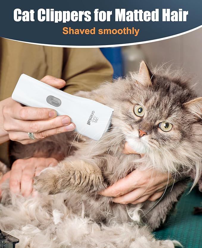 oneisall Pet Shaver for Cats - Quiet Cordless Cat Clippers for Matted & Long Hair