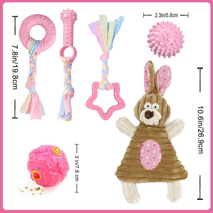 Puppy Supplies Starter Kit - 39-Piece Set of Puppy Essentials and Dog Stuff.Includes Dog Leash, Toys, Bowl, Brushes,and More.Perfect Welcome Home Present for Your New Puppies-Pink