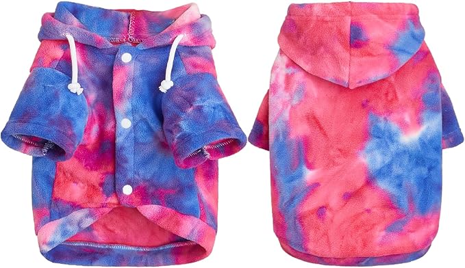 Mklhgty Tie Dye Dog Hoodie, Winter Coat for Small Dogs - Ultra-Soft Adjustable Warm Hood, Breathable Comfort Fabric for Daily Use