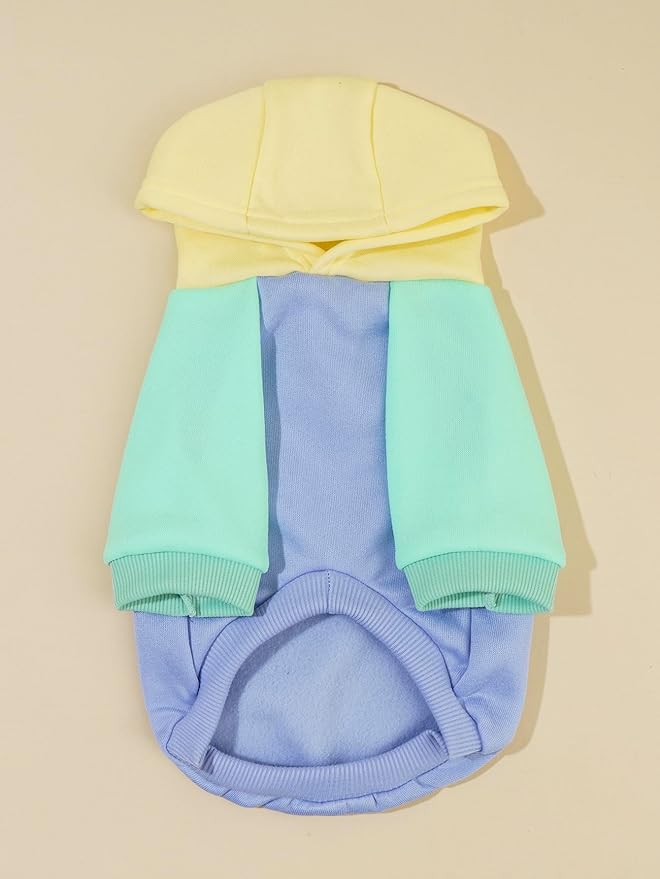 QWINEE Basic Dog Hoodie Sweatshirt Puppy Sweater Warm Cat Costumes Pet Clothes for Chihuahua Puppy Kitten Small Medium Dogs Yellow and Blue X-Small